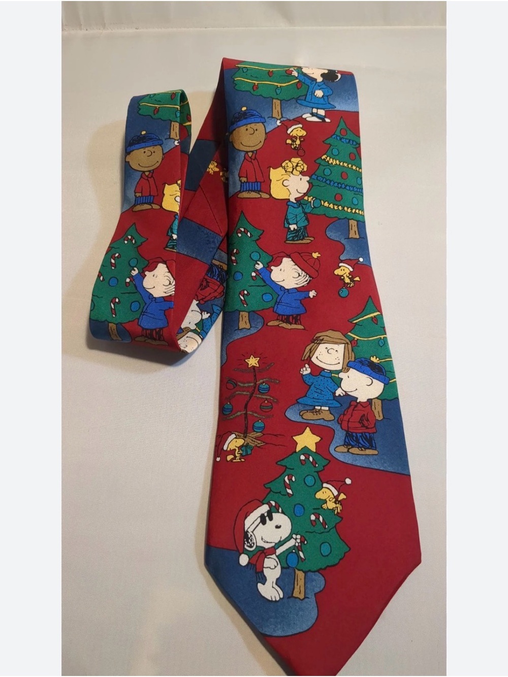 Peanuts Red Holiday Tie with Snoopy & Friends